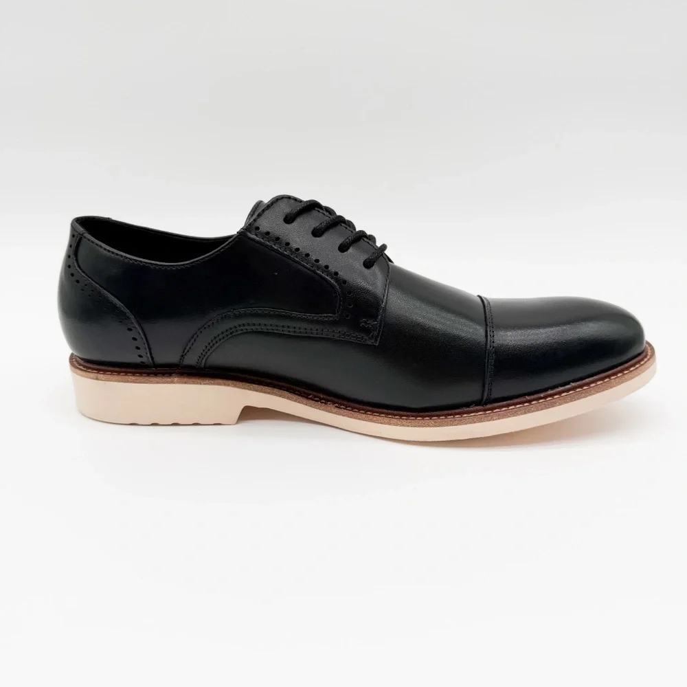 Stacy Adams Wesbridge Leather Cap Toe Oxford Dress Shoes Lace-Up Black 7.5 NEW
